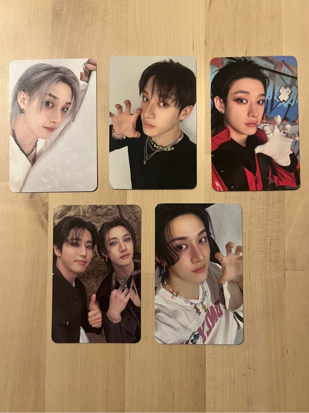 Set of 5 OFFICIAL Bangchan of Stray Kids photocards (Set #6)